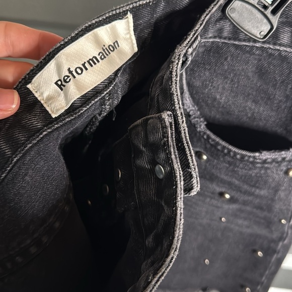 Reformation black denim stud Davidson skirt, Size 29 - Picture 4 of 8